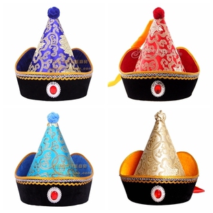 男士蒙古族舞蹈头饰 少数民族服饰蒙古袍配饰帽子尖顶正宗王爷帽