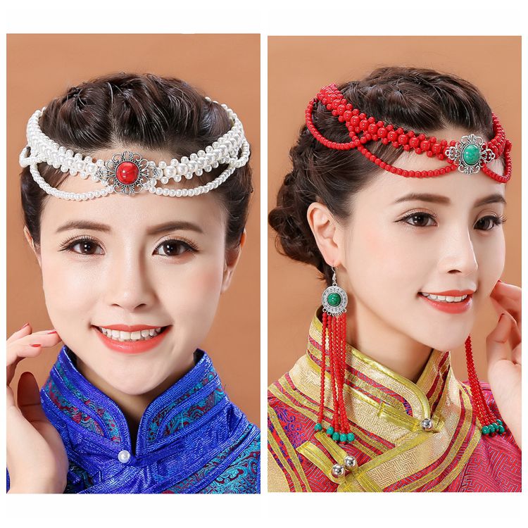 蒙古串珠舞蹈手工民族新娘发饰