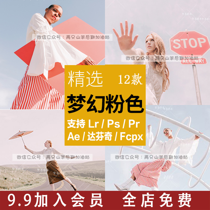 调色 预设少女梦幻粉色调色预设LR/PR/PS/FCPX/AE