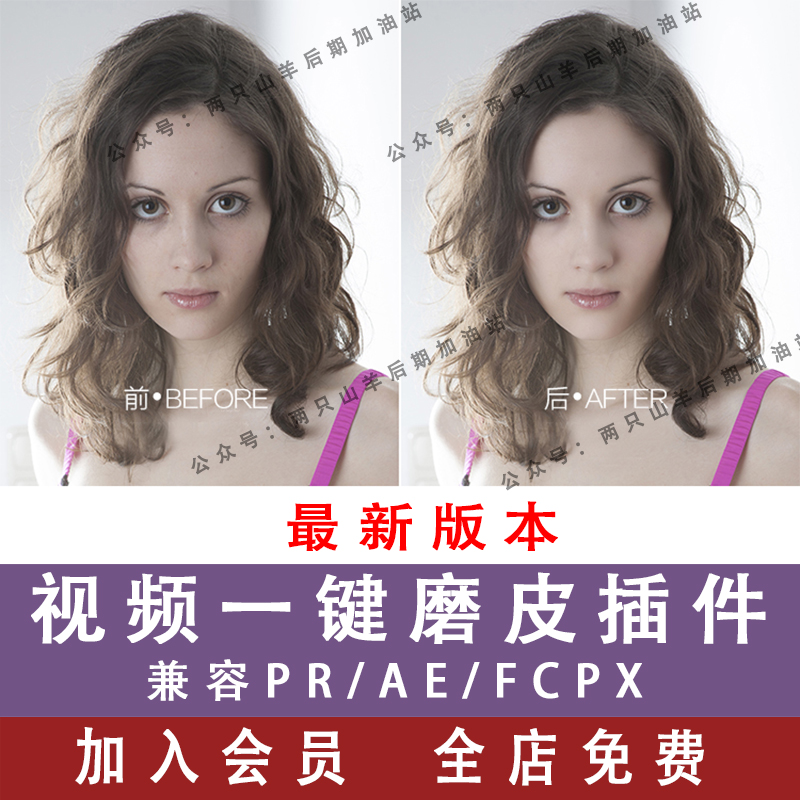PR视频磨皮插件中文汉化 美颜美肤祛痘去痘印美容 兼容FCPX/AE