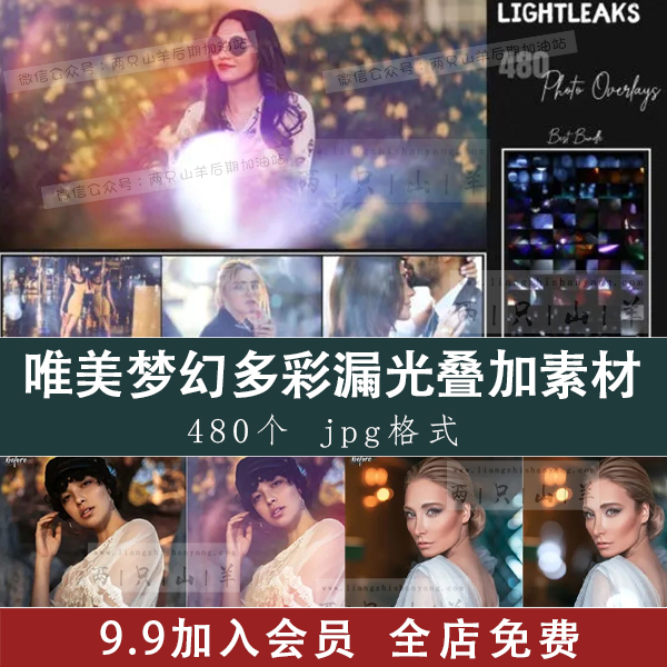 PS叠加素材唯美梦幻柔和光斑弧形多彩漏光束镜头光晕效果图片溶图