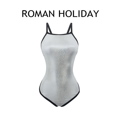 ROMAN HOLIDAY竞速泳衣女士白蟒修身包臀连体双层游泳馆专业胸垫