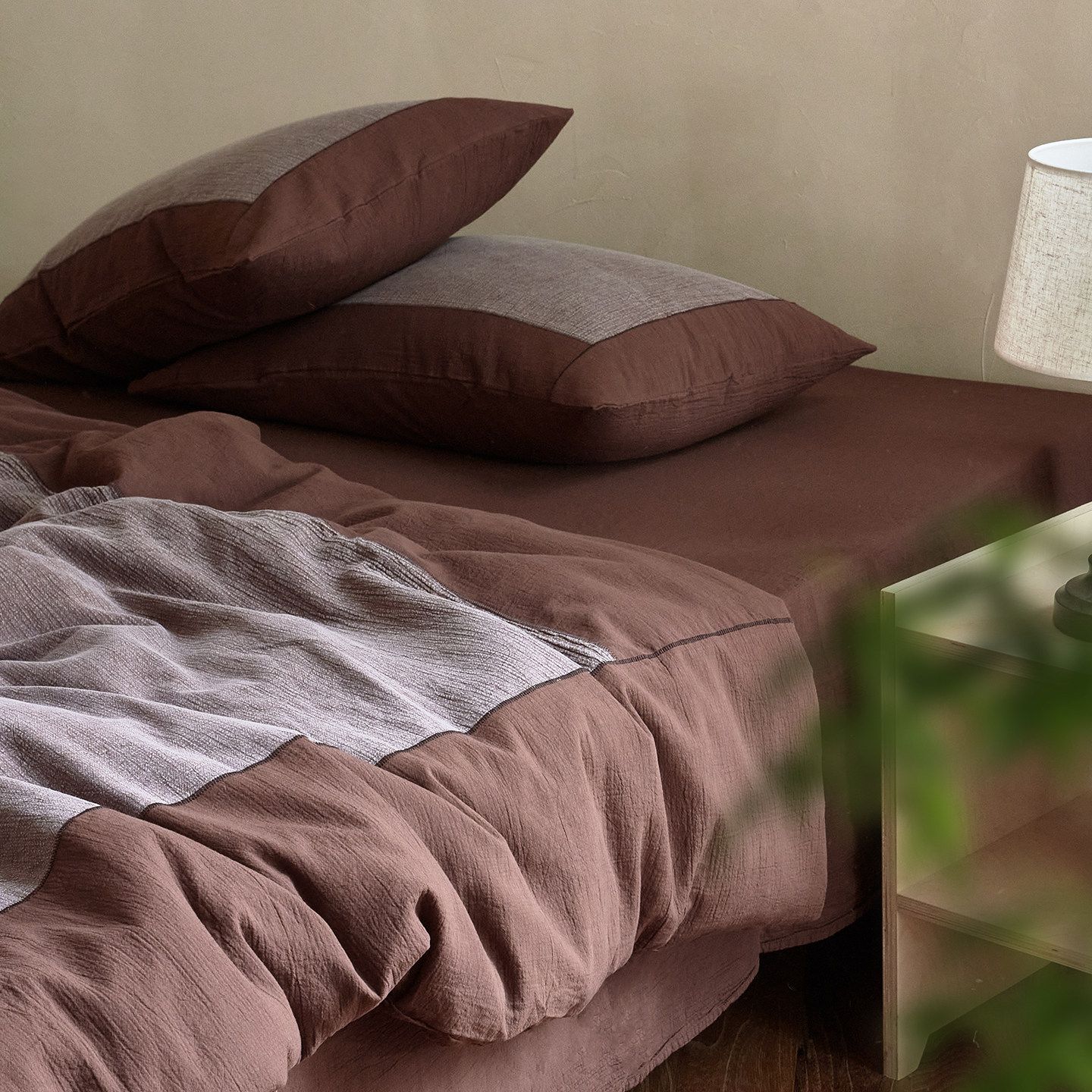 A类全棉炒色工艺四件套高档别墅样板间床品男生拼色简约