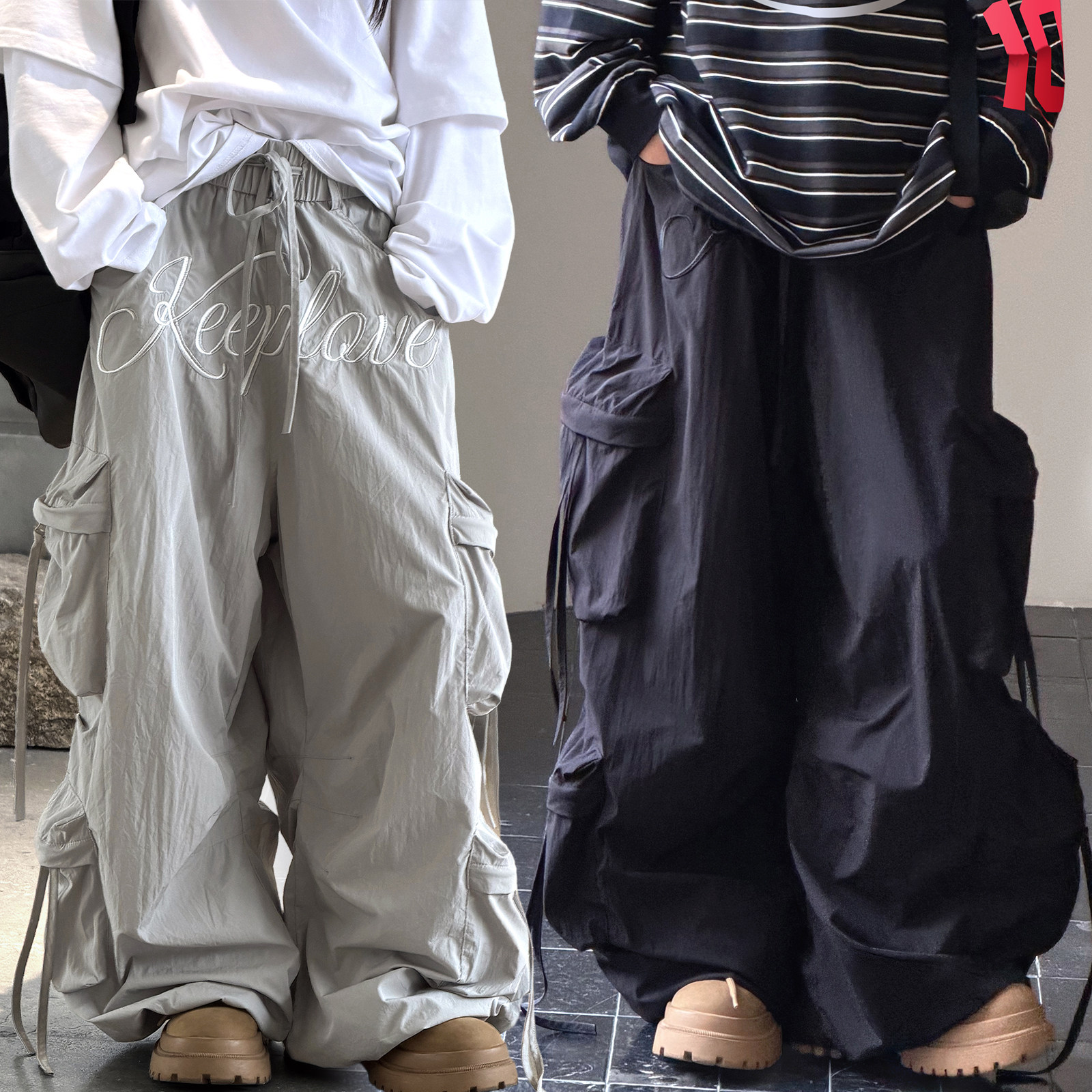 冷大娘秋季中大童多口袋工装裤图片