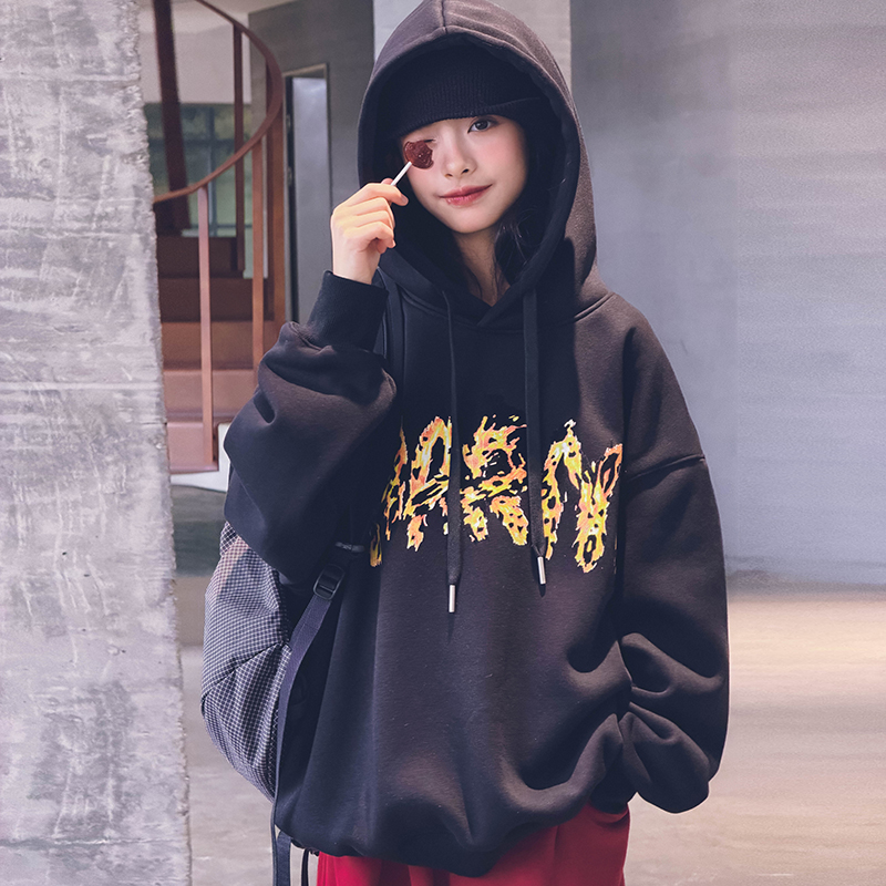 字母保暖卫衣男女通用长袖秋冬