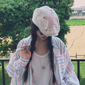 前进帽亲子 复古涂鸦星星贝雷帽小众设计时尚 冷大娘 中大童美式