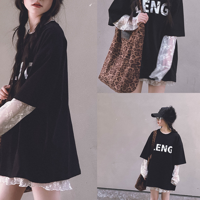 冷大娘蕾丝女团风叠穿打底防晒衫