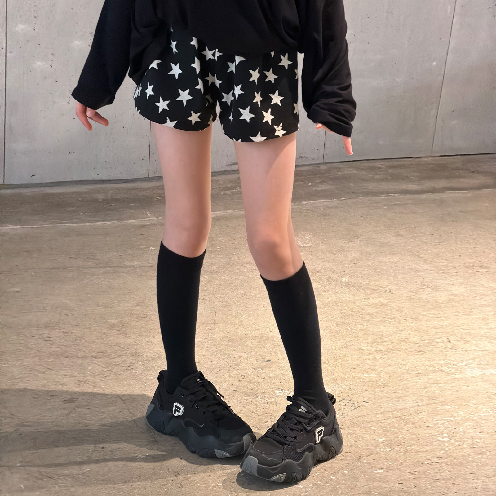 冷大娘 夏季女童热裤星星百搭运动裤休闲短裤爵士演出服亲子款