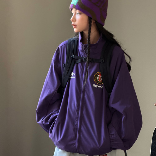 冷大娘中大童印章刺绣骑行冲锋衣防晒外套宽松潮酷工装防风衣上衣