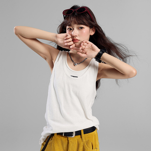 冷大娘 中大童纯棉无袖背心T恤小个子夏季宽松薄款上衣亲子款