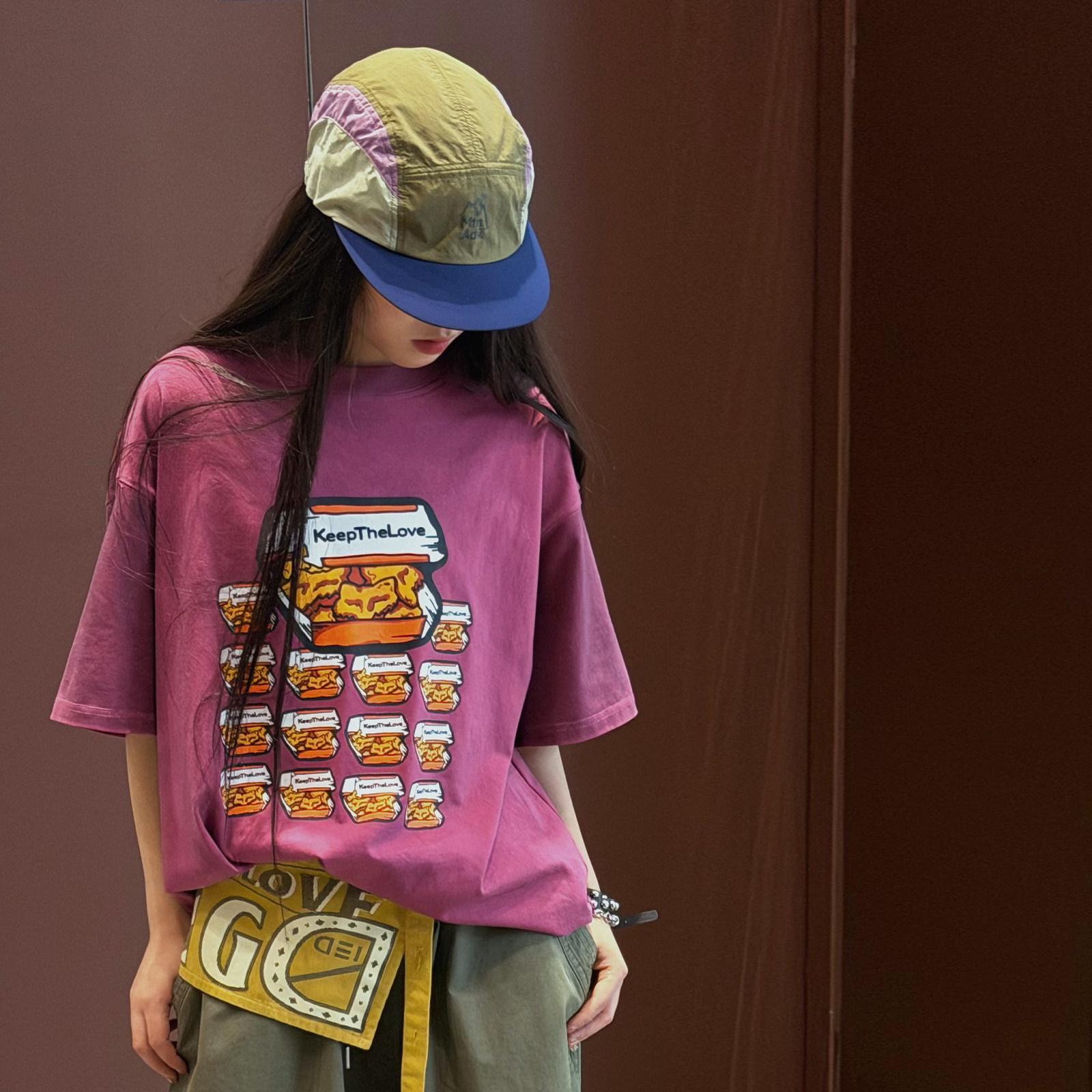 冷大娘 男女中大童韩系纯棉印花短袖T恤水洗夏季休闲设计师亲子款