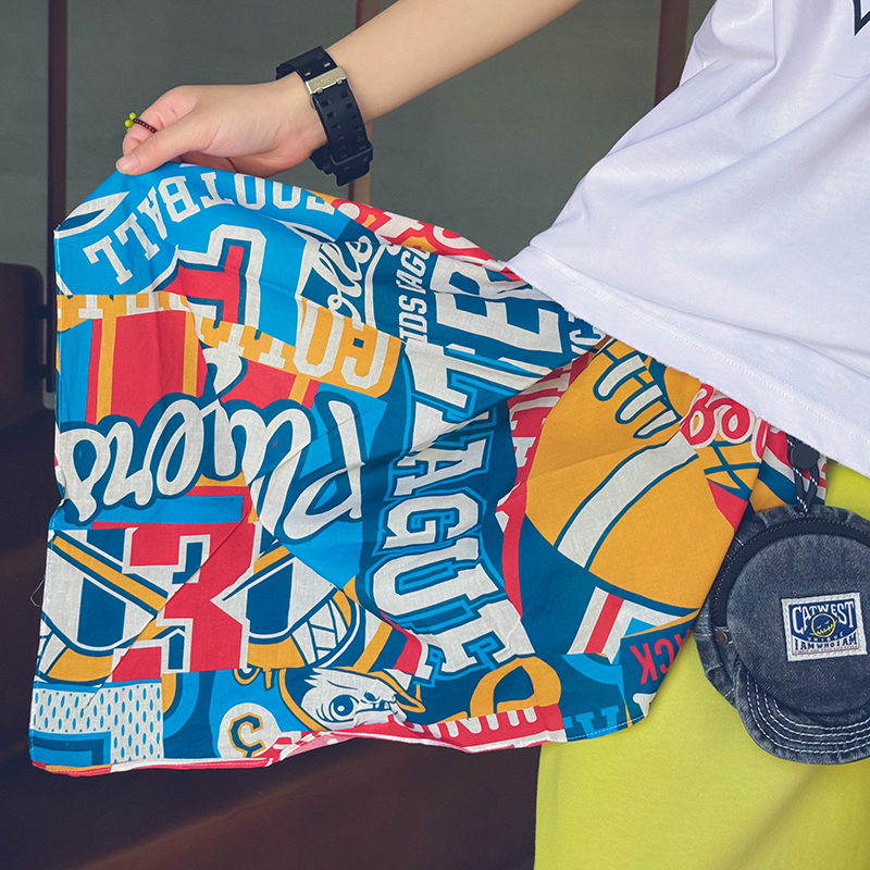 冷大娘彩色涂鸦嘻哈街头包头方巾