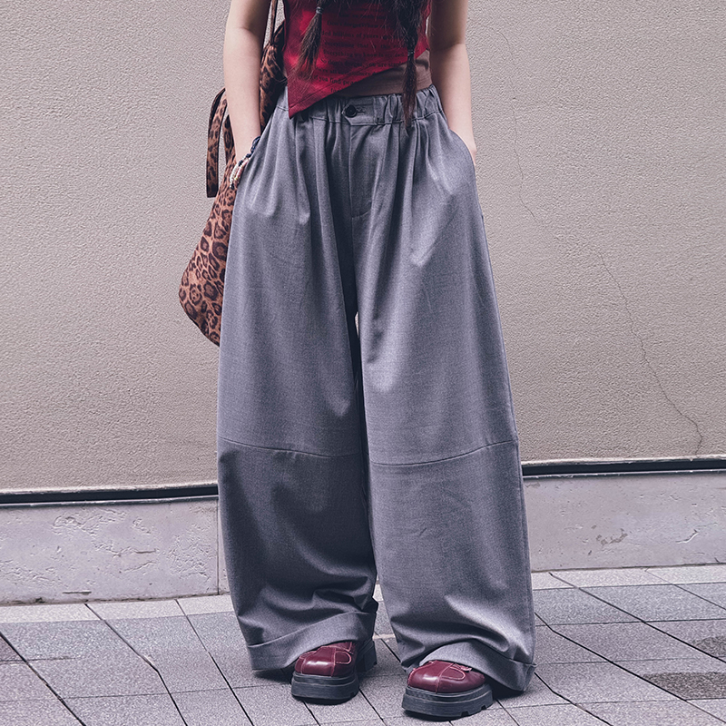 冷大娘夏季男女中大童薄款凉快西装长裤休闲宽松空调防晒裤子亲子