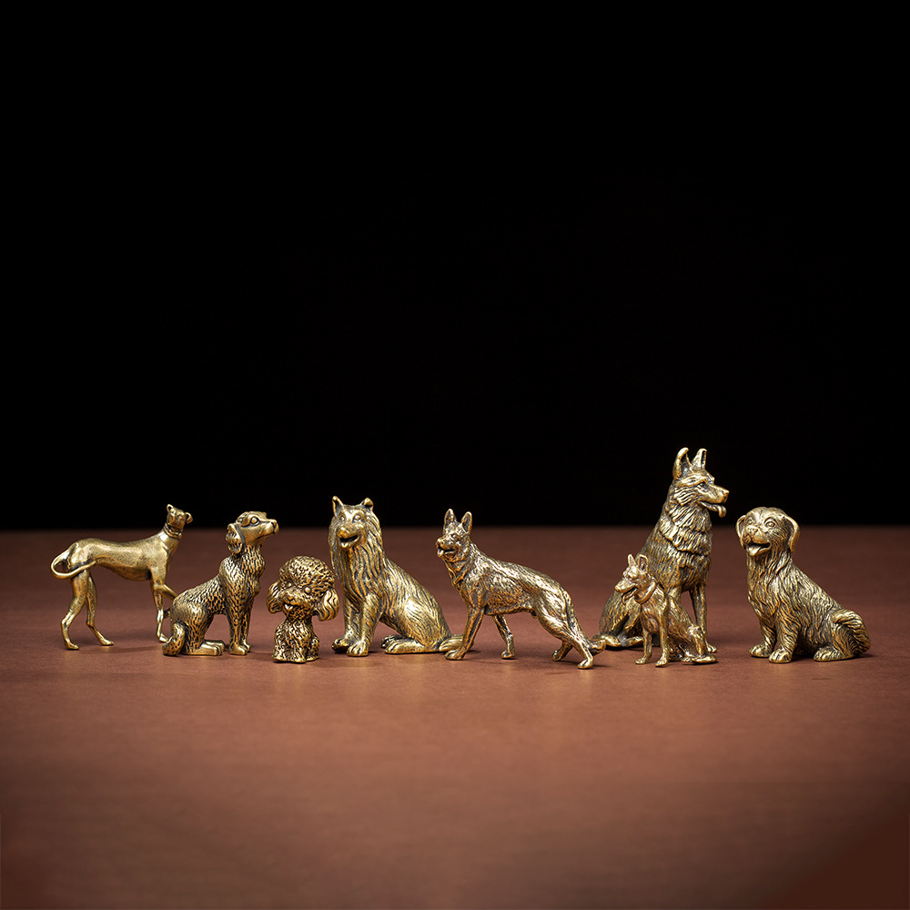 实心纯黄铜大黄狗古铜茶宠饰品