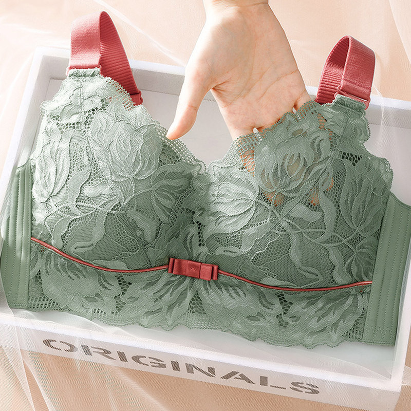 内衣新款2020爆款内衣女薄款大胸显小乳胶聚拢无钢圈文胸罩套装