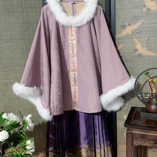 昭君袄帝尧汉服明圆领对襟披袄配马面加绒外套