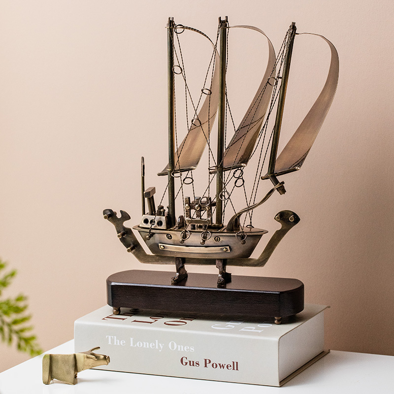 一帆风顺书房摆件赫本家铜美式