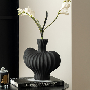 赫本家花瓶摆件中古风客厅插花轻奢法式高级感餐桌装饰品陶瓷花器