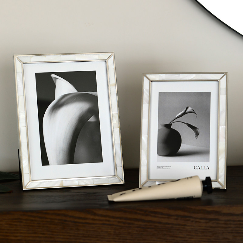 赫本家法式轻奢相框6寸7寸摆台8寸贝壳边框长方形照片框装饰画框