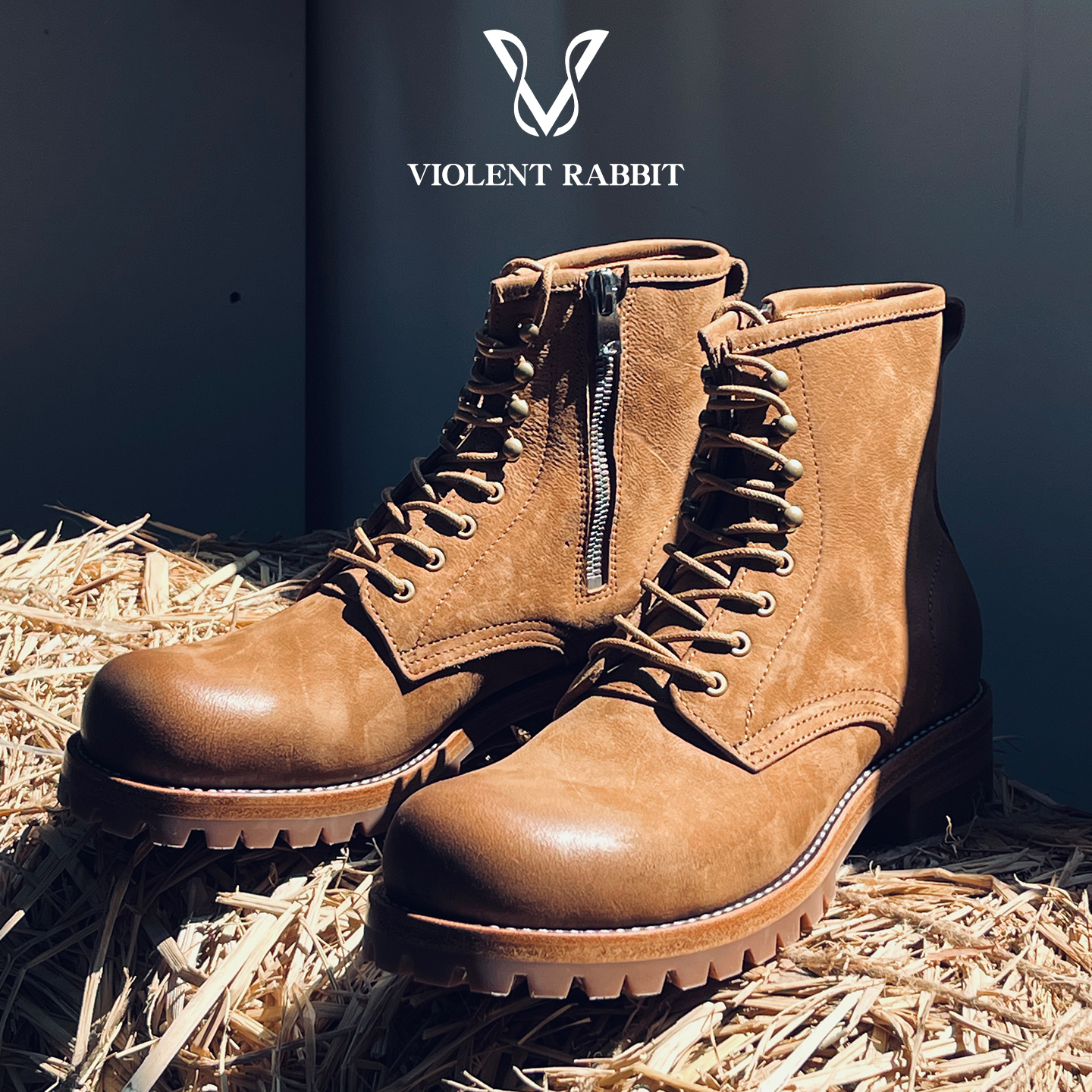VR兔爷CFS石头棕kudu8孔马丁靴YKK拉链高帮男羚羊皮固特异工装靴