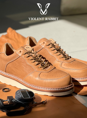 VR兔爷2025夏款AF1休闲板鞋男马腰皮厚底透气时尚低帮工装鞋缝线