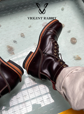 VR兔爷斩棘 固特异工艺手工双线SJ461工装靴伞兵靴高帮马丁靴