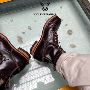 VR兔爷斩棘 固特异工艺手工双线SJ461工装靴伞兵靴高帮马丁靴
