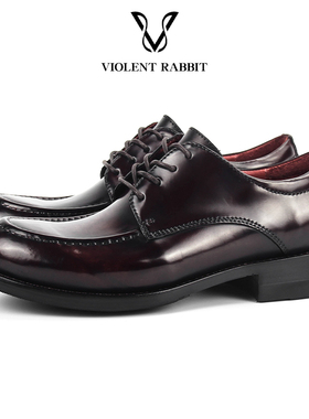 8号色马臀皮U-Tip德比鞋男手缝固特异真皮商务上班休闲皮鞋婚鞋