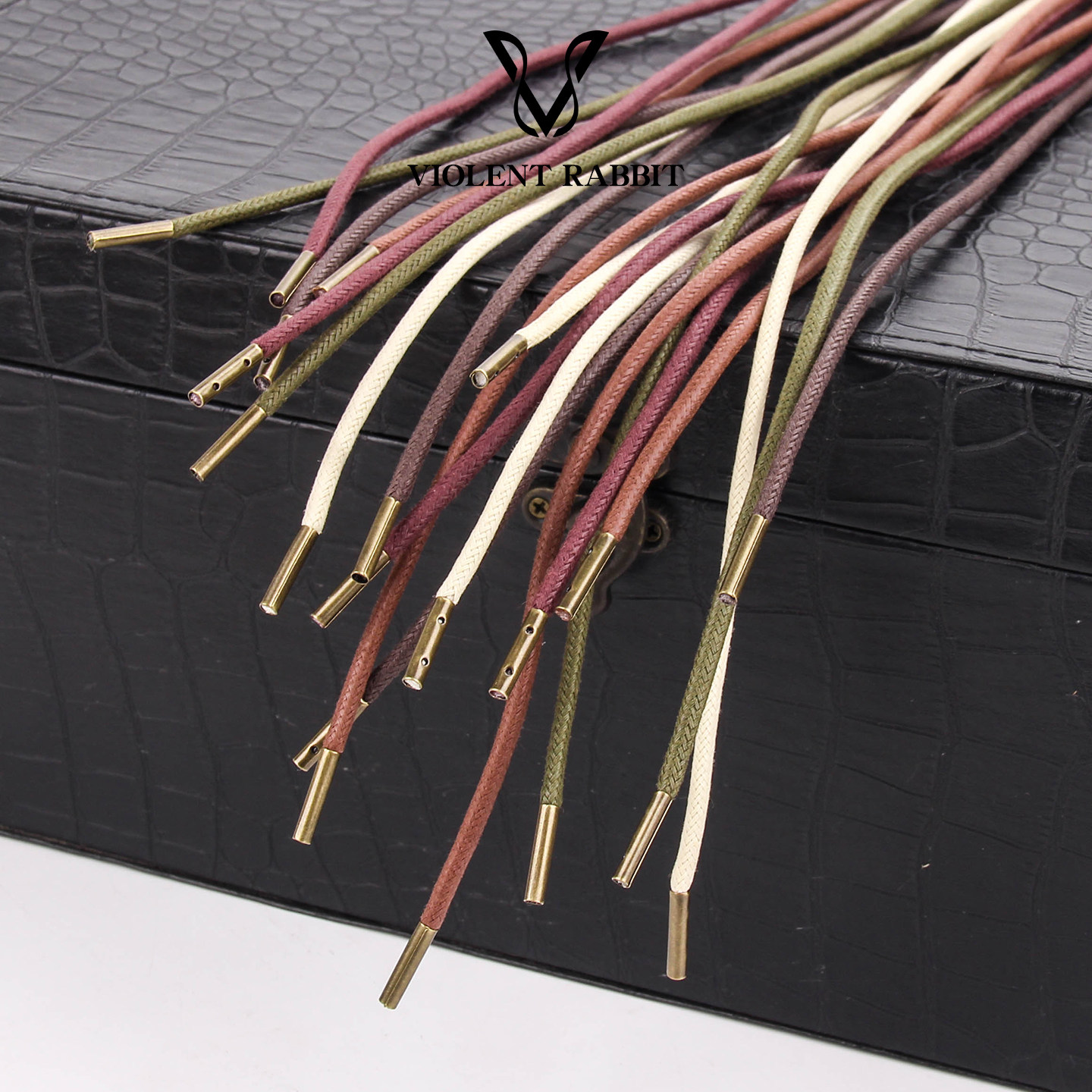 3mm铜头圆形鞋带棉质打蜡圆鞋带绳金属头工装靴军绿耐用纯棉男款