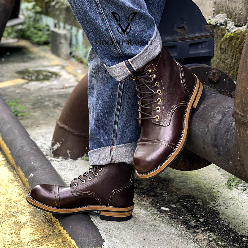 8111伞兵靴牛肩皮手缝固特异靴子