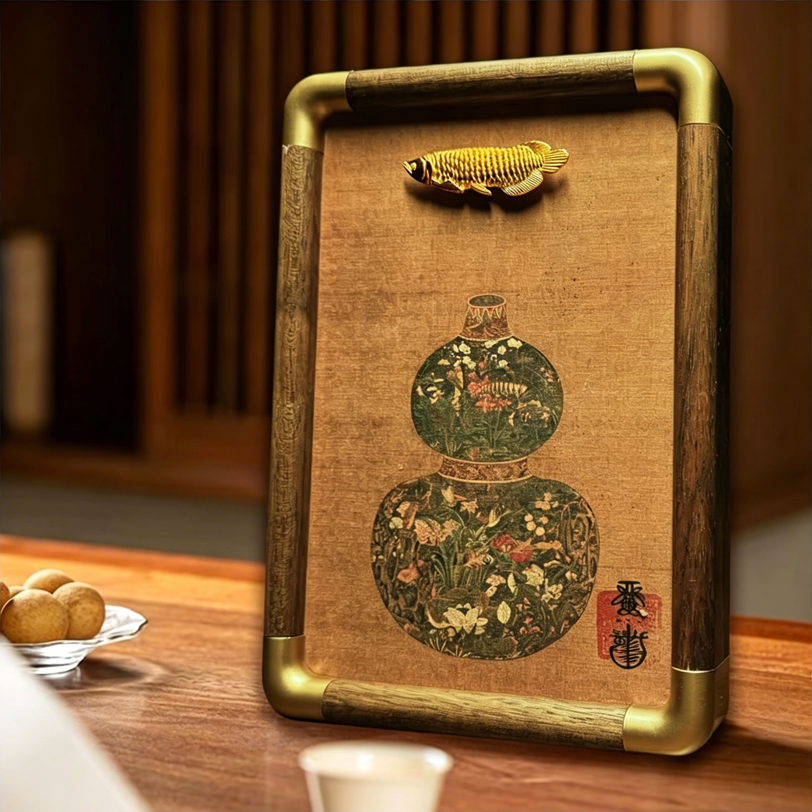 新中式装饰画慈风阁黑胡桃可把玩图片