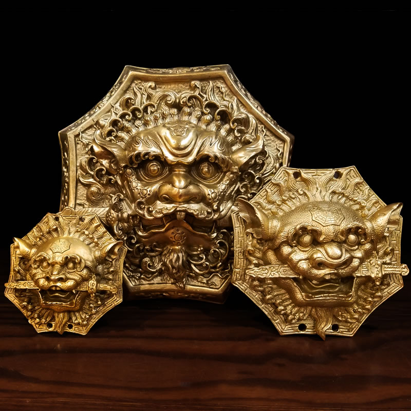 慈风阁风铜兽头八卦狮咬剑门对门