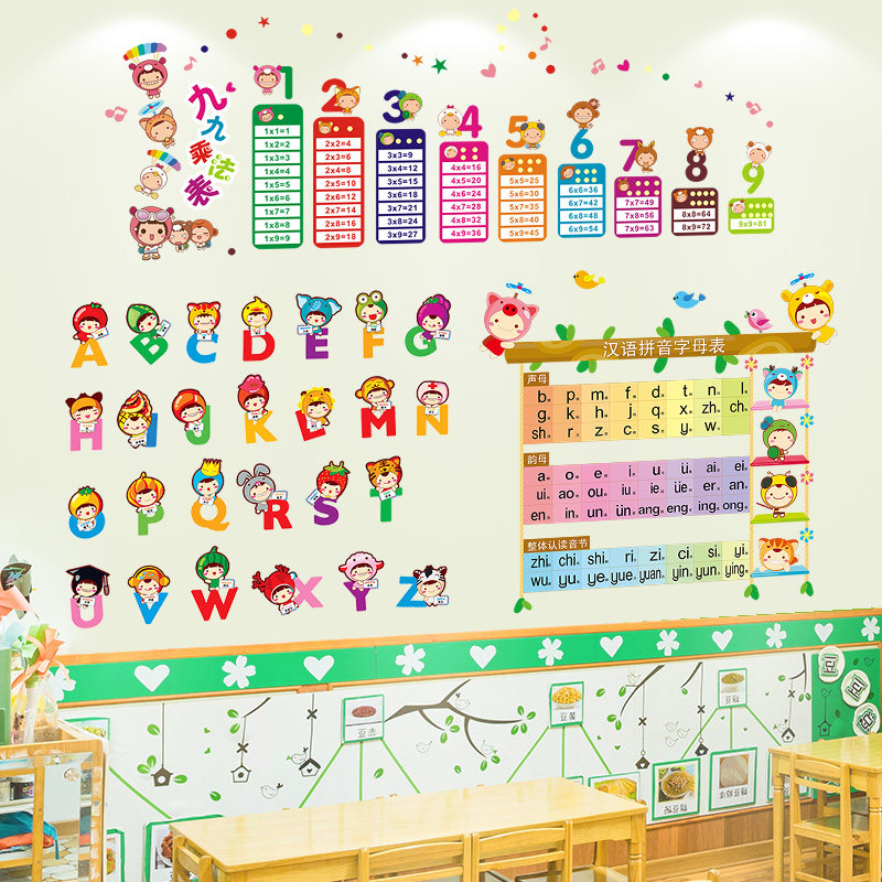 幼儿园拼音字母表墙贴早教卡通装饰墙画贴纸自粘教室儿童学习贴画
