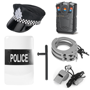 男孩玩具儿童安保装 幼儿园表演警察帽小手枪防暴盾牌透明 备套装