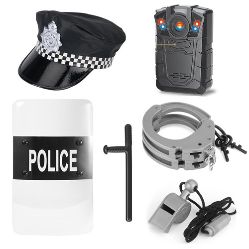 男孩玩具儿童安保装备套装幼儿园表演警察帽小手枪防暴盾牌透明