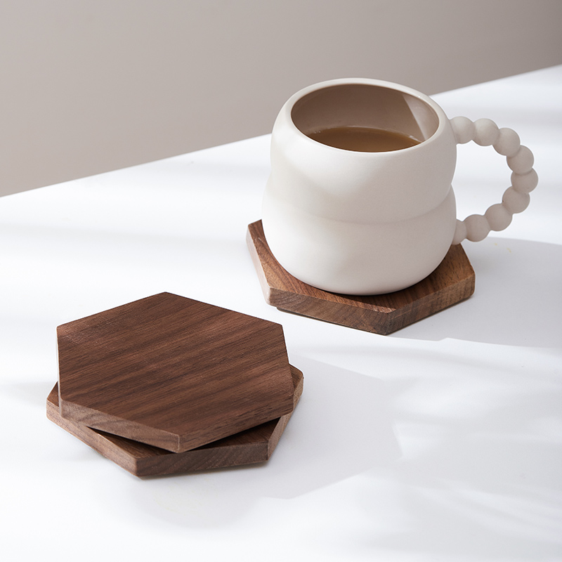 米立风物黑胡桃实木杯垫