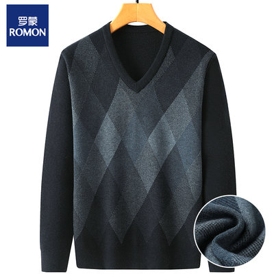 罗蒙宽松山羊绒V领毛衣