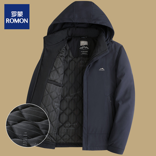 罗蒙中老年可拆卸帽加棉夹克棉衣秋冬款 棉服加厚宽松棉袄外 时尚