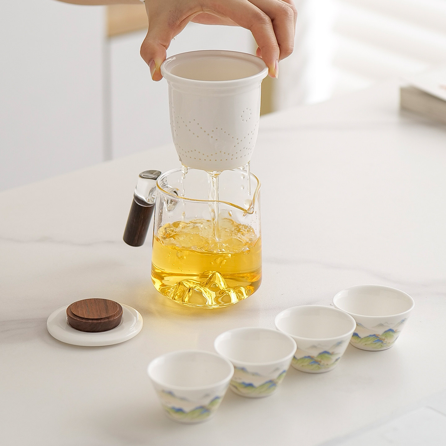 旅行茶具小套装户外露营一壶四杯玻璃泡茶壶快客杯便携式定制logo图片