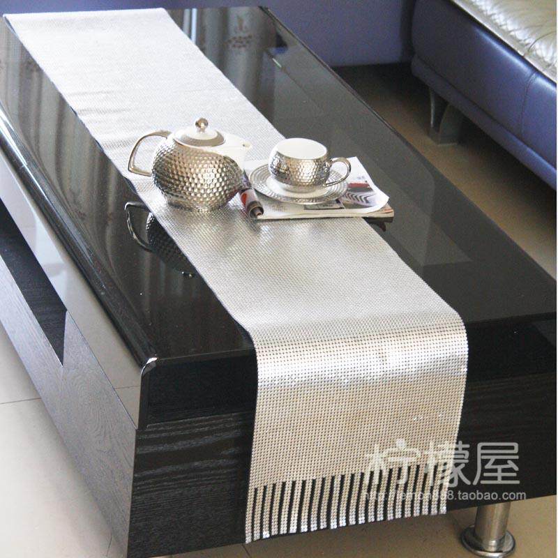 欧式专柜铝片奢华桌旗金属片餐桌茶几带流苏简约高档家居装饰礼