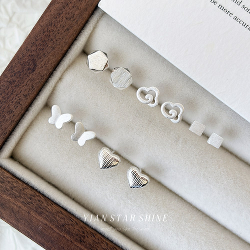 S999足银蝴蝶耳钉养耳防过敏