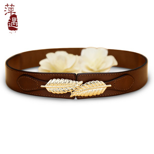 腰封女真皮头层牛皮棕色复古百搭装 饰宽腰带外穿配连衣裙毛衣皮带