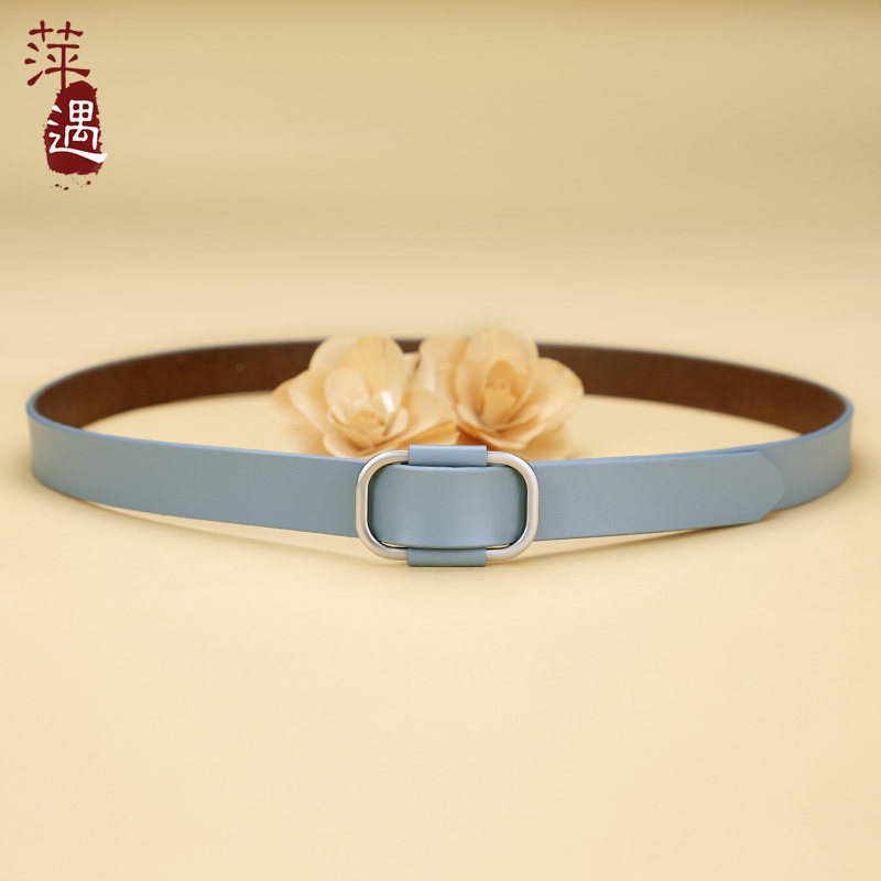 腰封女真皮牛皮蓝色时尚百搭高级感宽腰带新款装饰配裙子大衣皮带