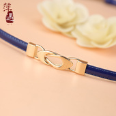 腰带百搭配连衣裙蓝色韩国装 真皮女皮带牛皮时尚 简约细裤 饰小腰链