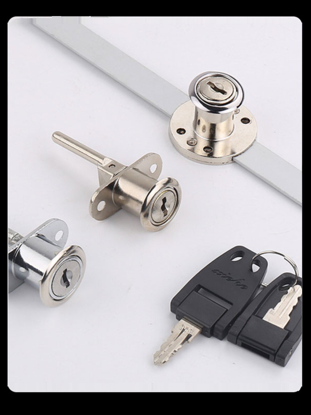 隐形抽屉锁三联锁头一锁三正面侧面锁办公室文件柜桌子矮柜联动锁