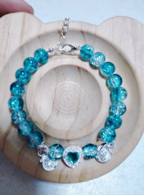 孔雀蓝琉璃爆花串珠古风手链女海洋之星福袋手饰品轻奢高级感礼物