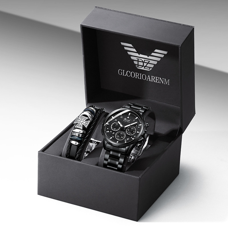 黑武士手表男款瑞士机械表多功能防水夜光学生高中生石英钢带男士