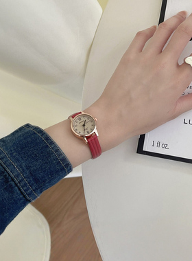 新年红色手表女款上班族小众轻奢ins风高颜值小巧高中生2026新款