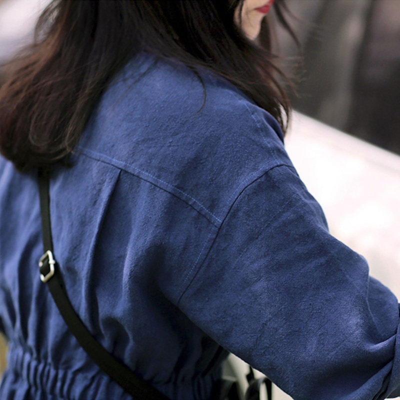 画子行山水原创100%汉麻古巴领收腰复古文艺大方连衣裙《粹蓝》&&,女装/女士精品,连衣裙,淘宝优惠券,粉丝福利购,淘宝优惠卷