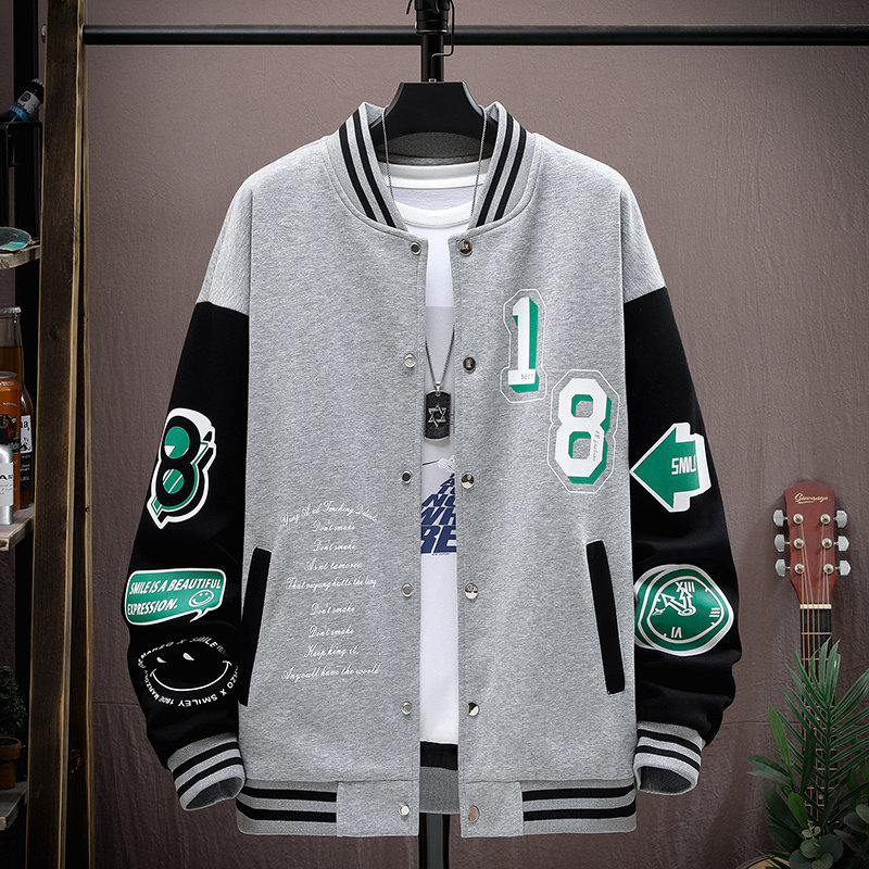 春季纯棉运动外套男孩13初中学生14棒球服15岁青少年大童夹克套装